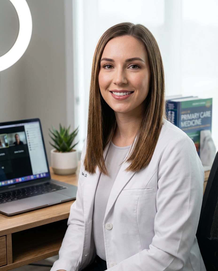 telemedicine desk setup photo