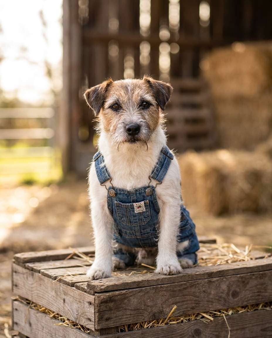 denim overalls farm photo