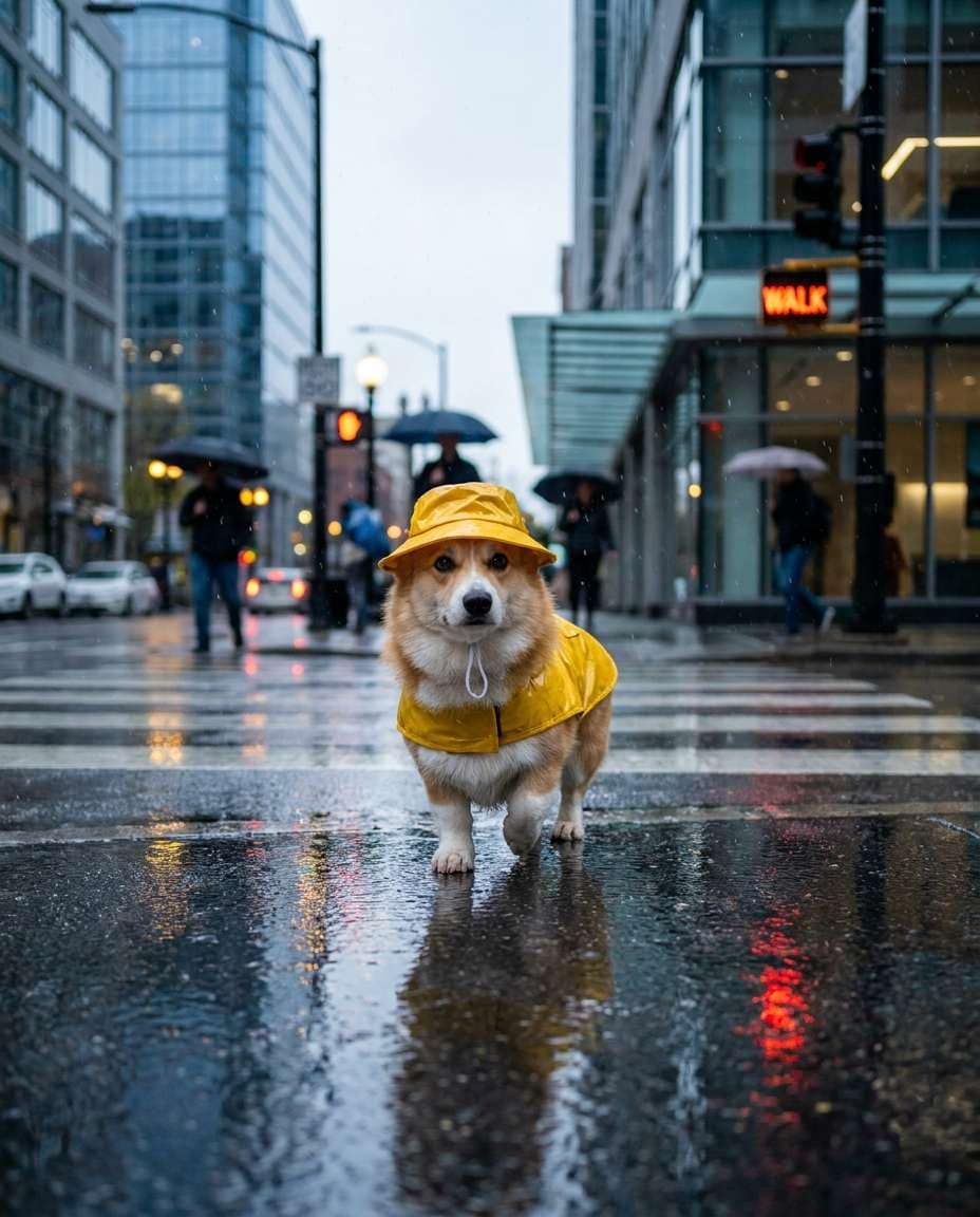 raincoat city walk photo