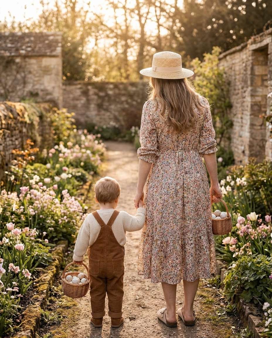 cottagecore basket walk photo