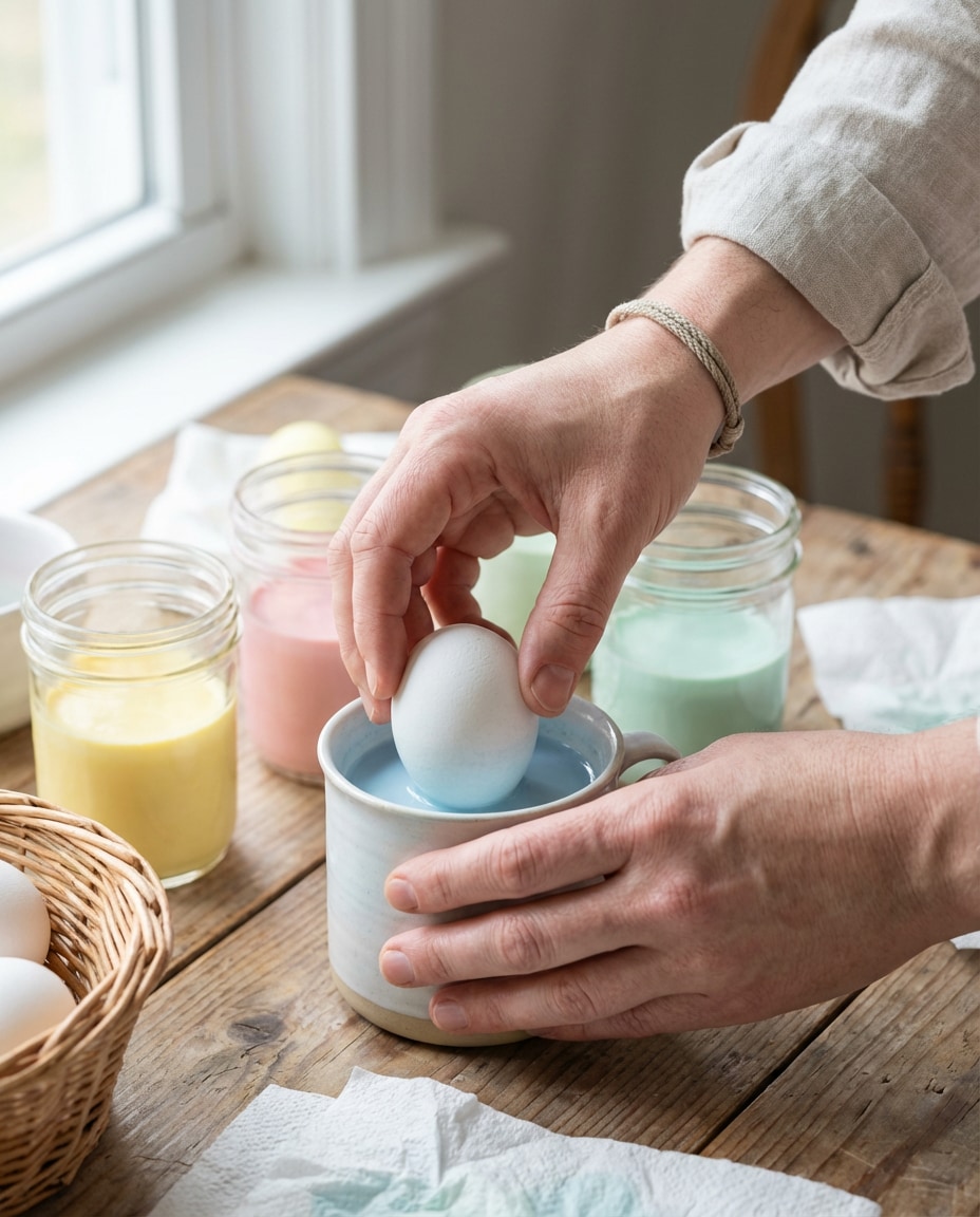 hands with dye cups photo