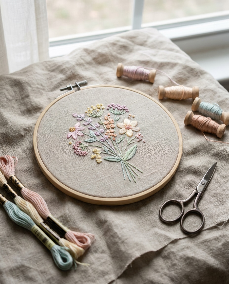 wildflower hoop mockup photo
