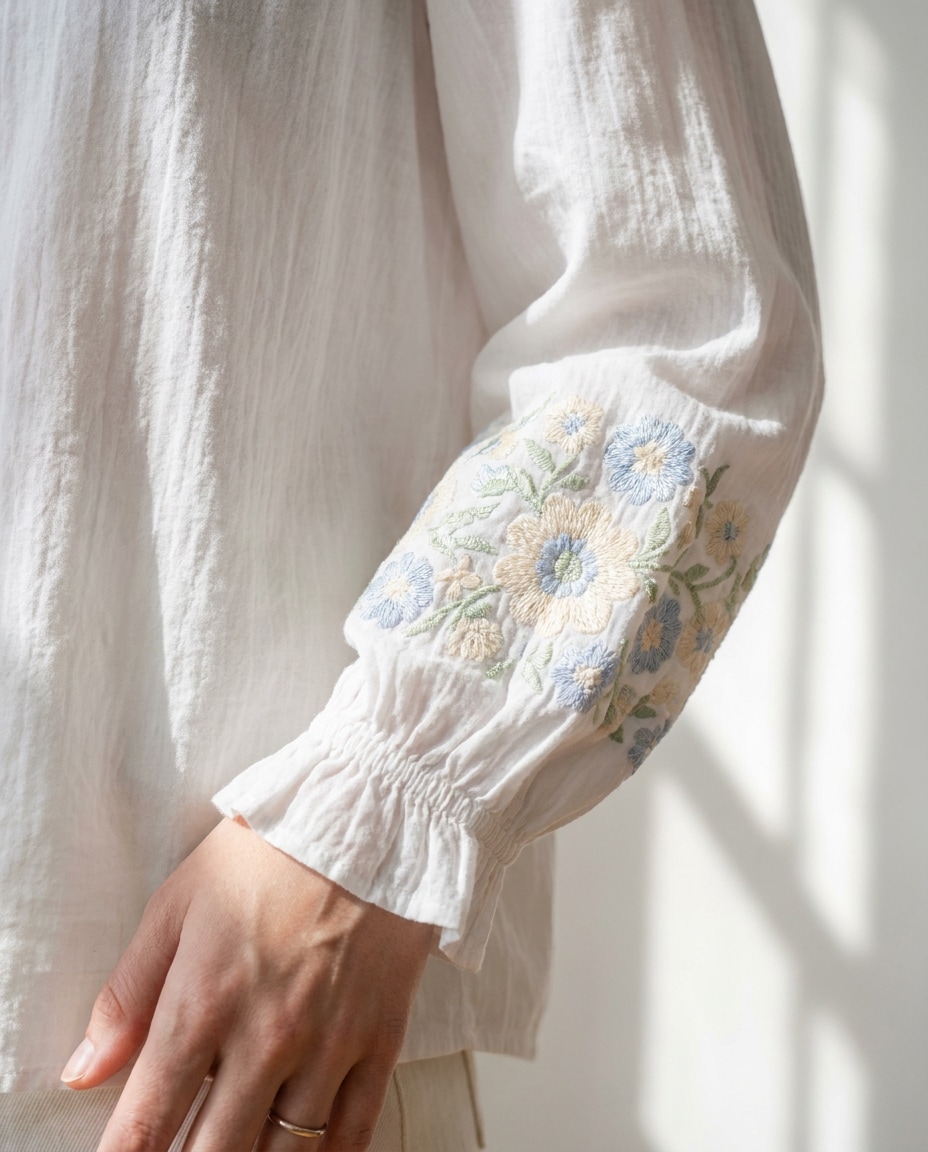 embroidered sleeve detail photo