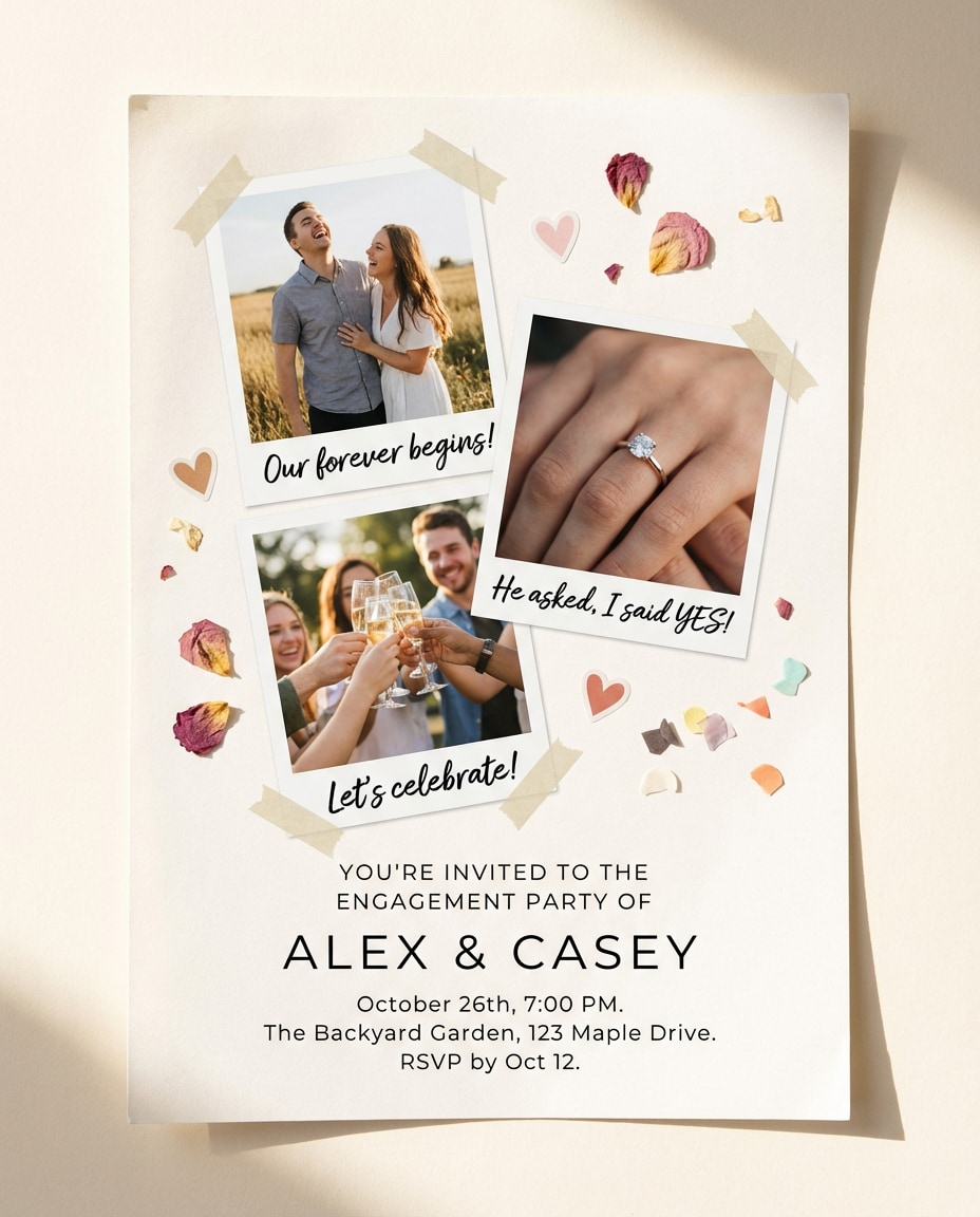 polaroid collage invite photo