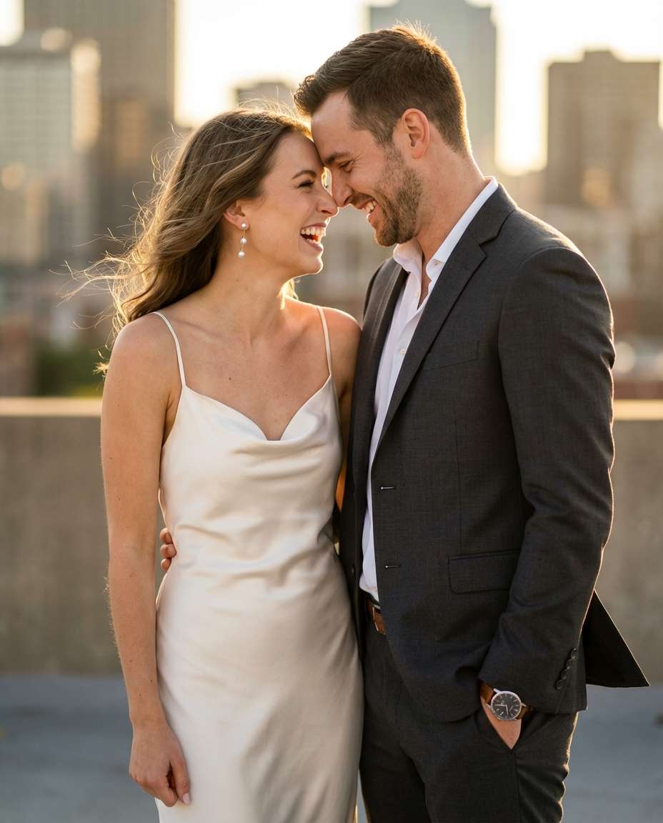 golden hour rooftop photo