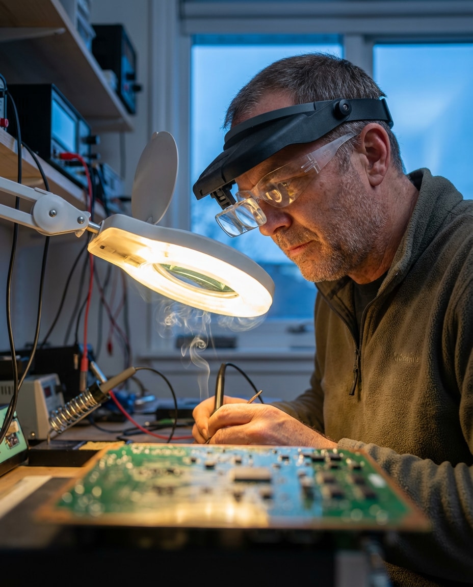 soldering bench closeup photo