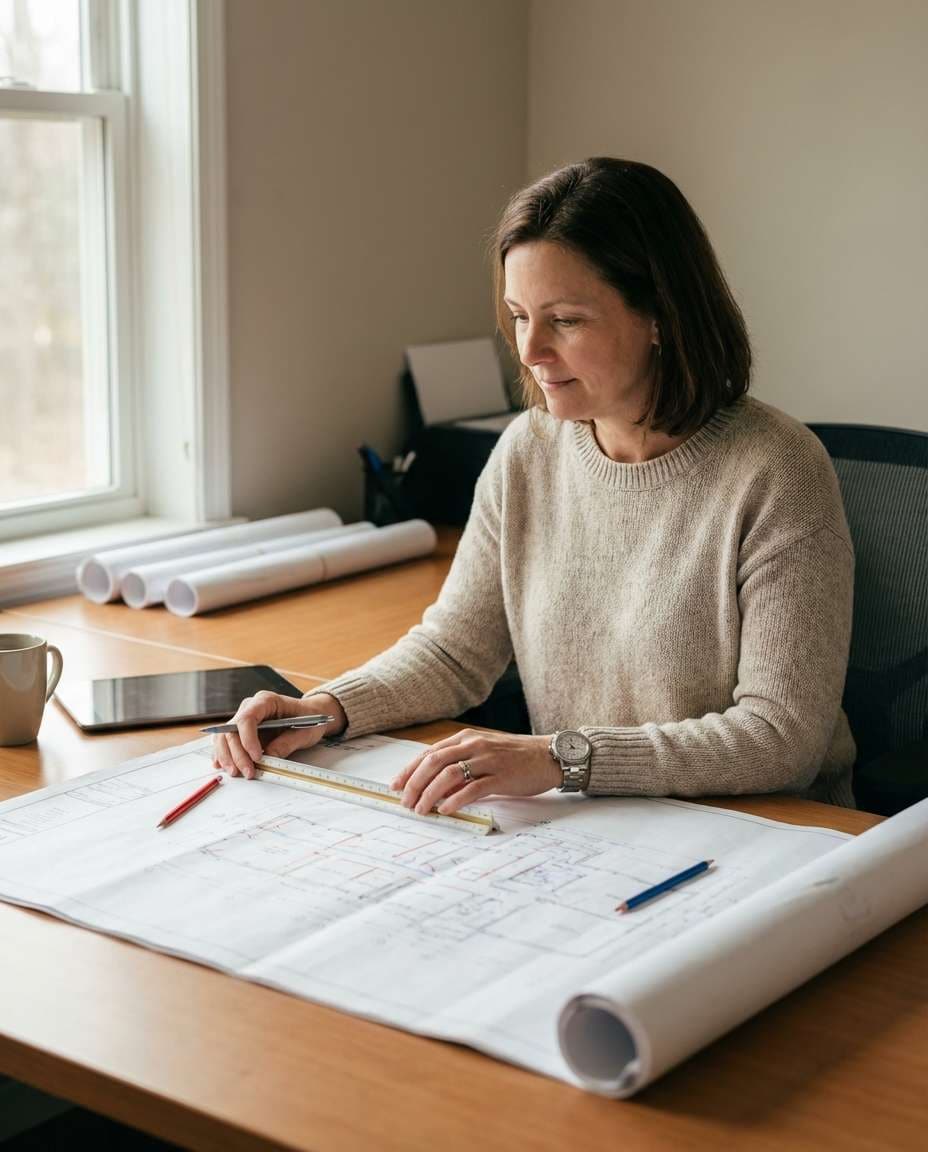 blueprint desk scene photo