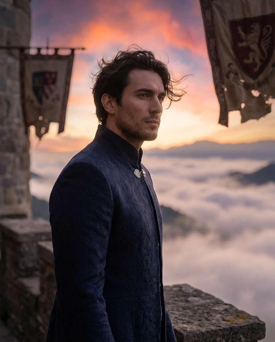 castle balcony sunrise photo