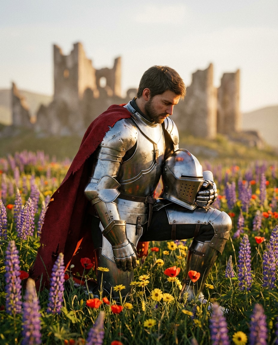 knight in wildflowers photo