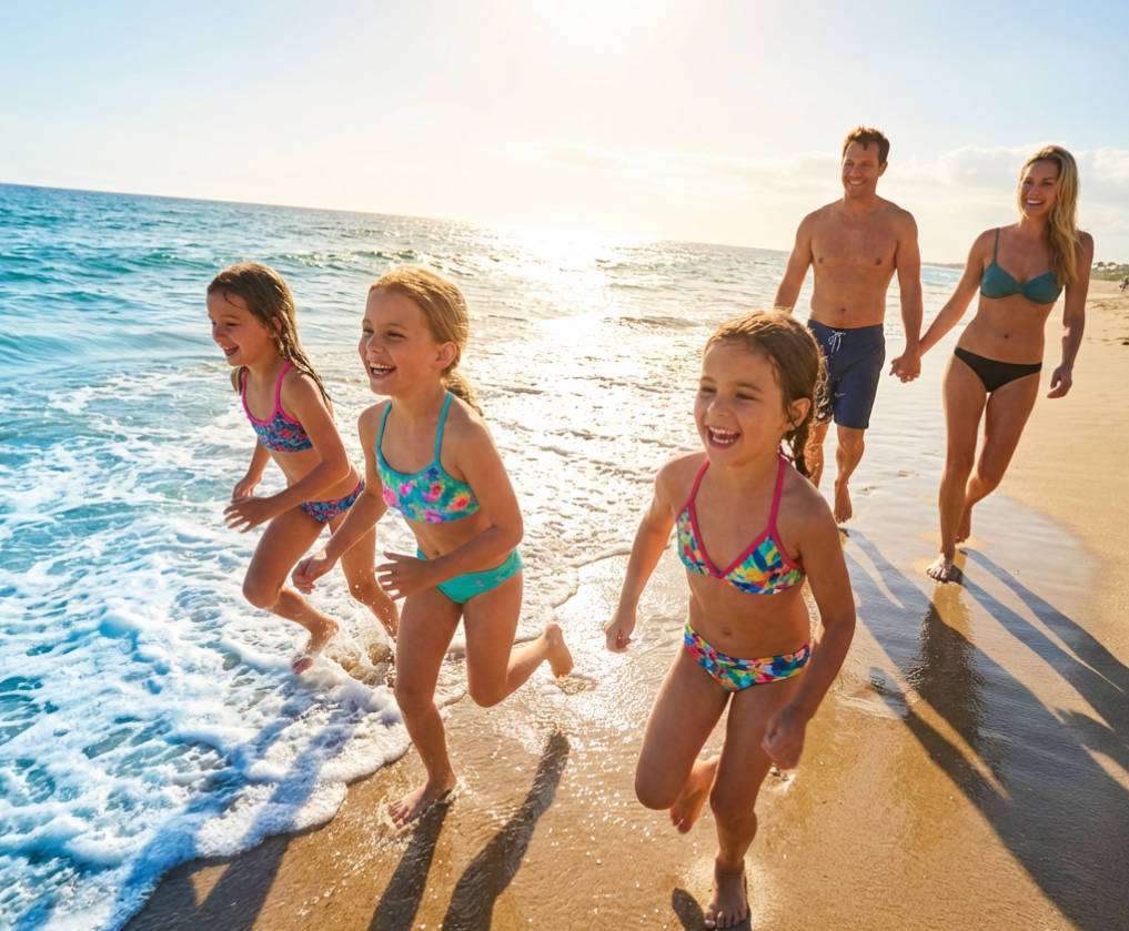 running toward waves photo