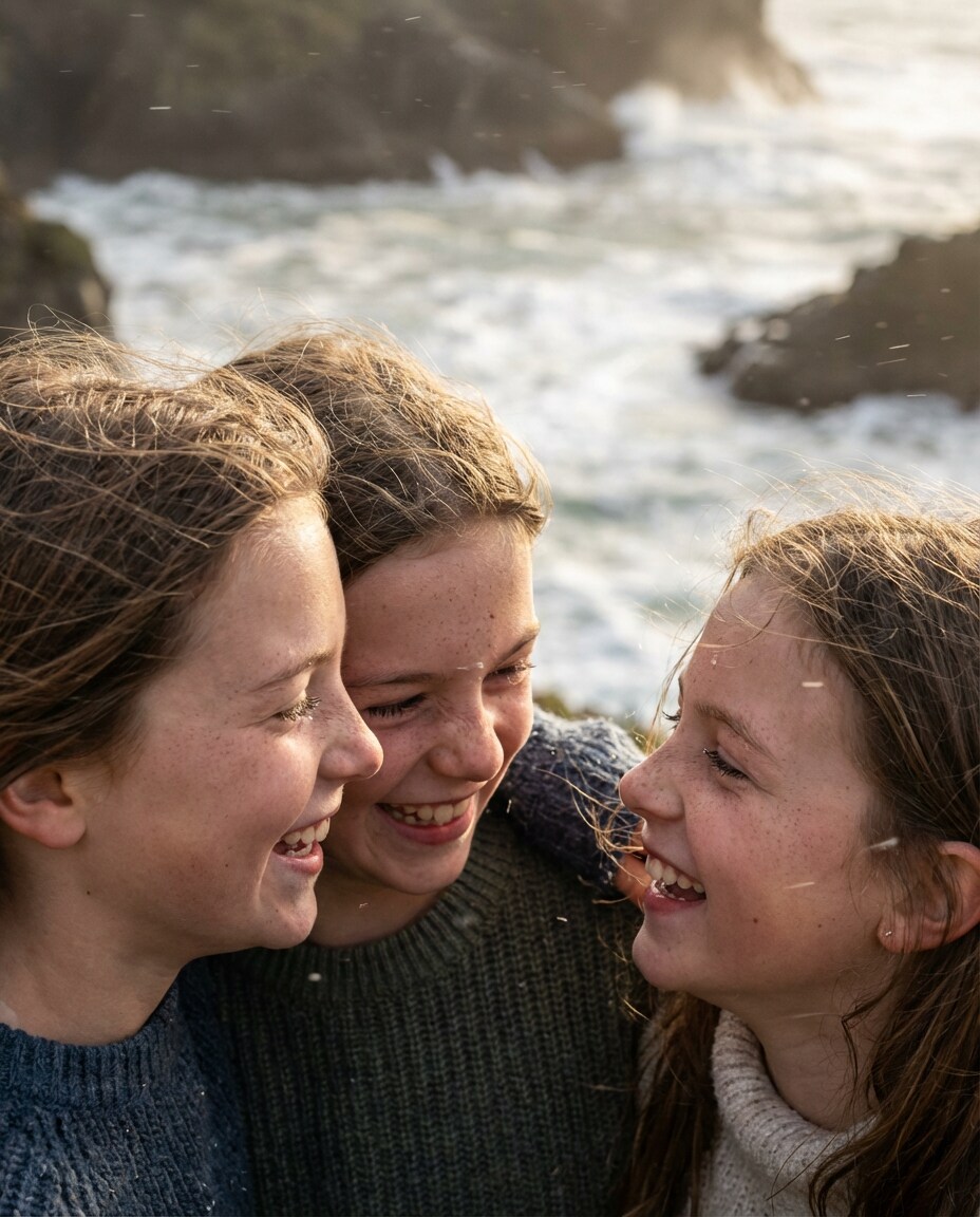 windy hair laugh photo