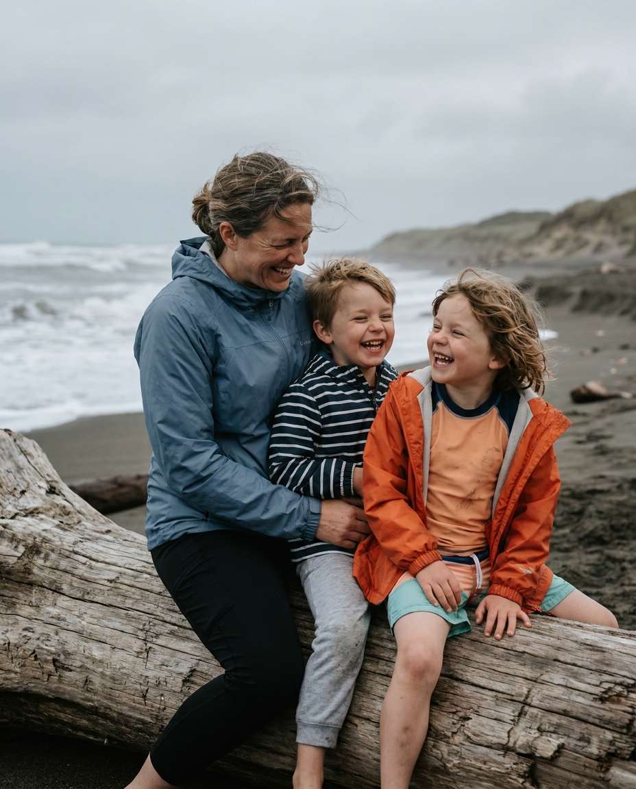 candid laughing trio photo