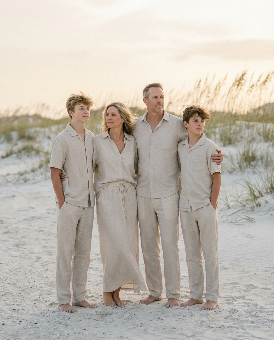 matching linen outfits photo