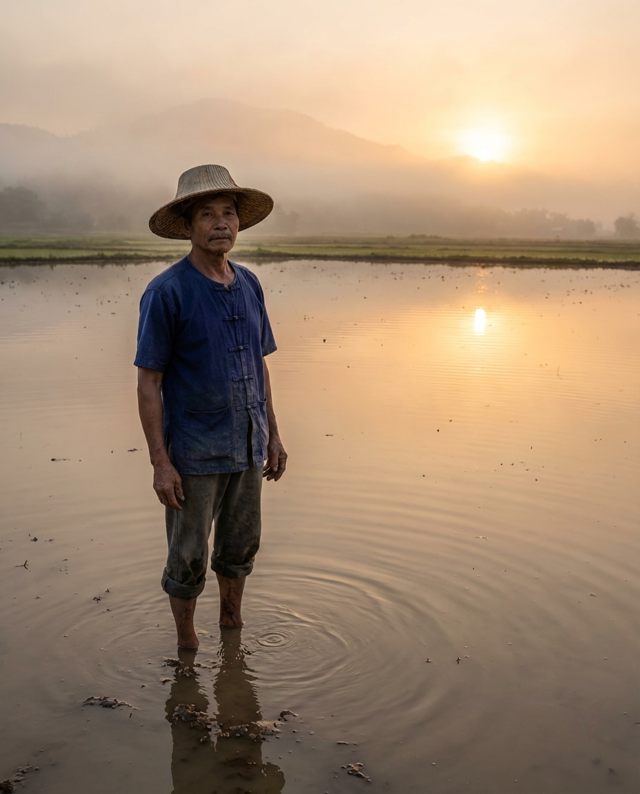 rice paddy reflections photo
