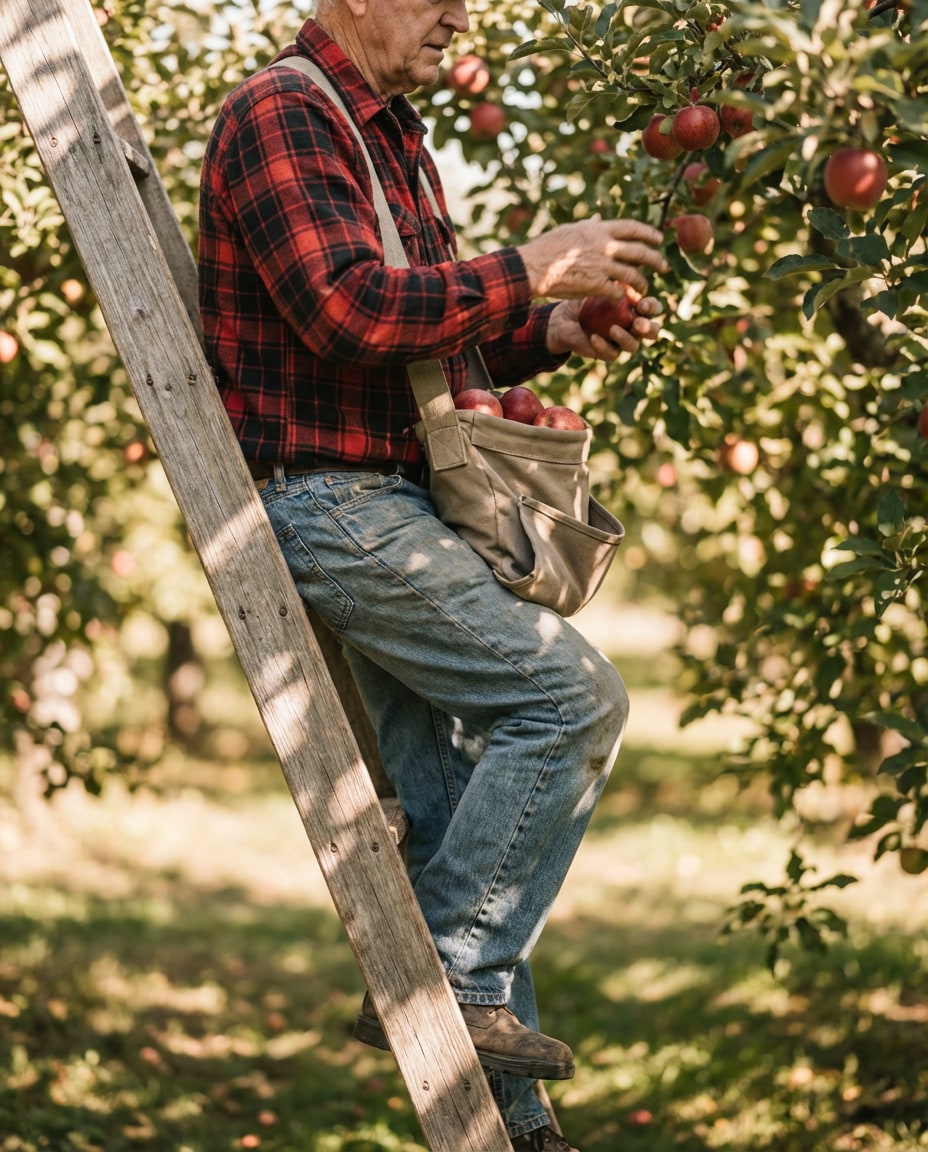 orchard ladder scene photo