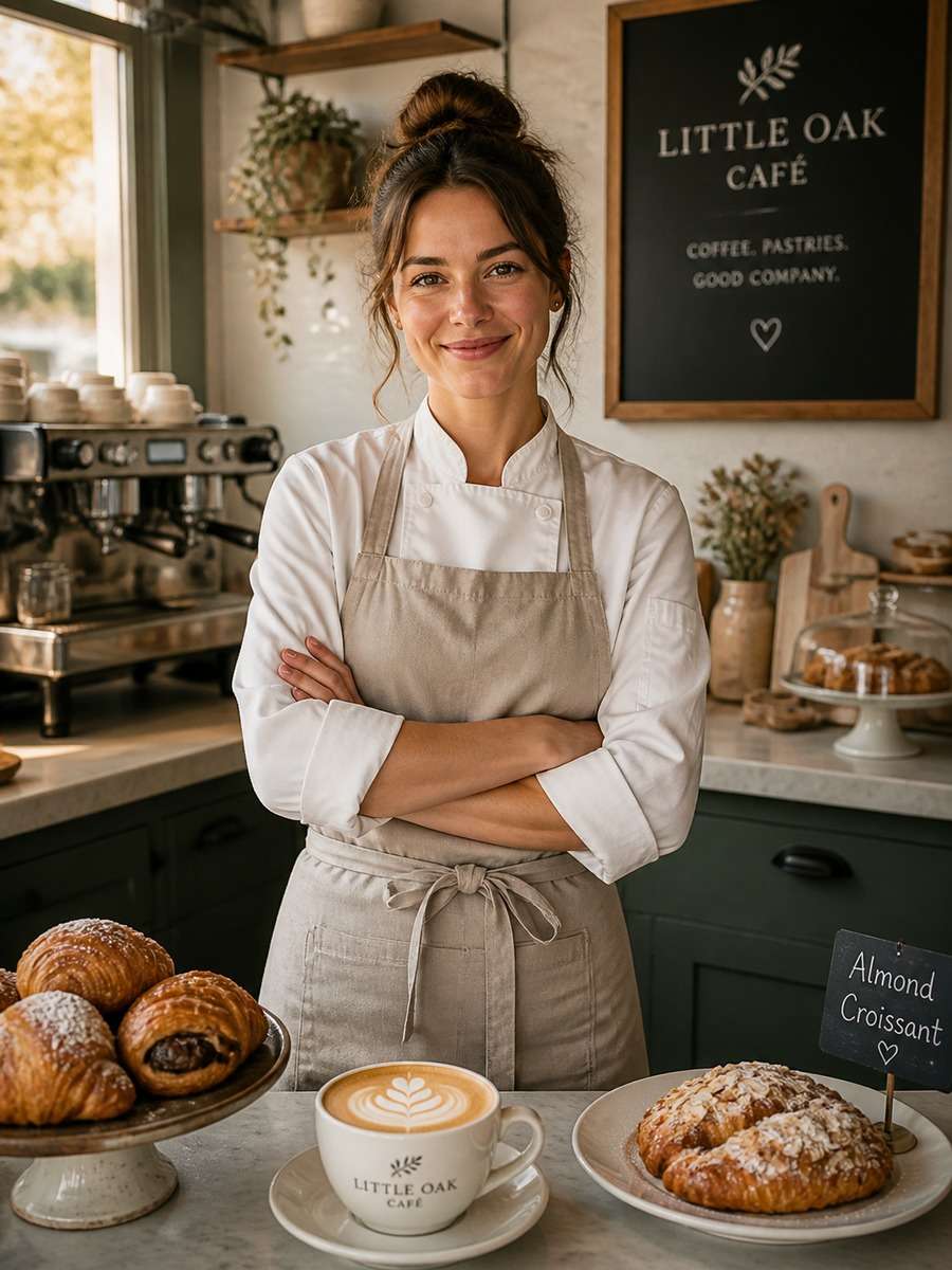 Café Chef with Coffee and Pastries photo