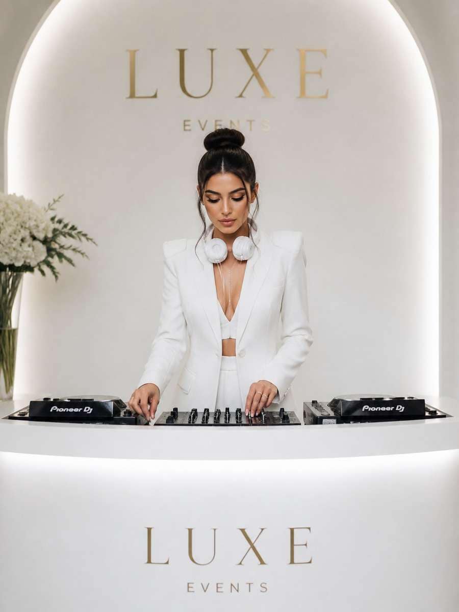 Elegant All-White DJ Look photo