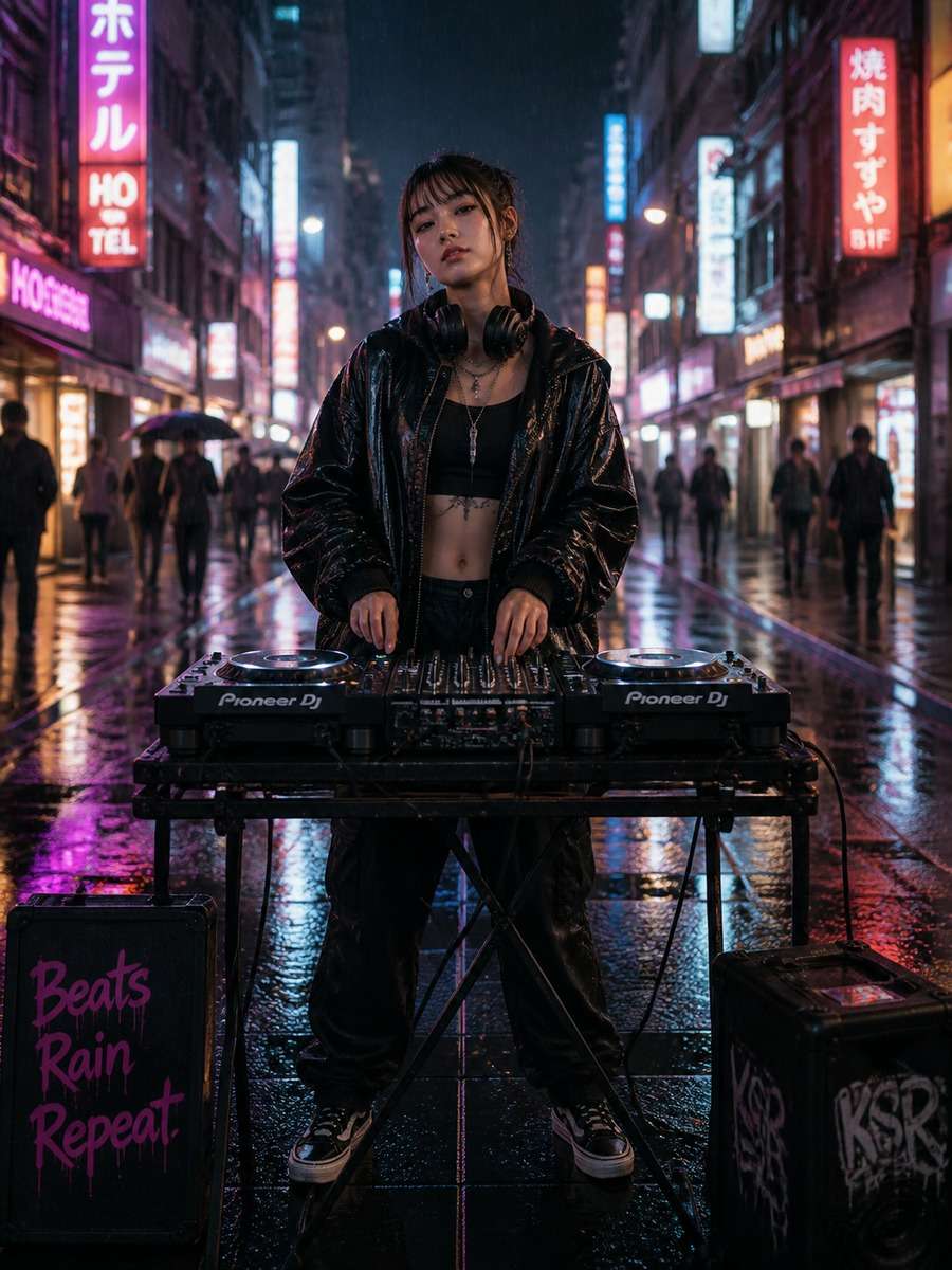 Rainy Neon Street DJ Edit photo
