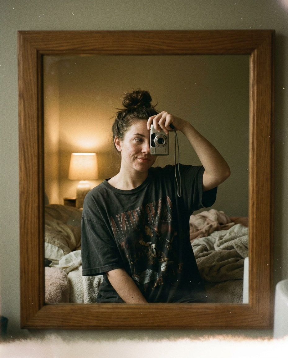 soft bedroom mirror photo