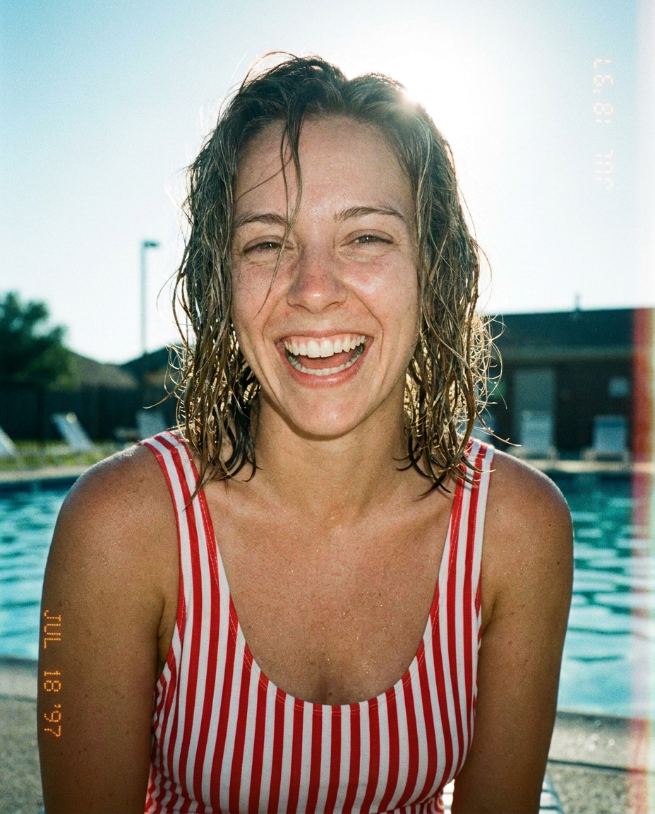 poolside summer flash photo