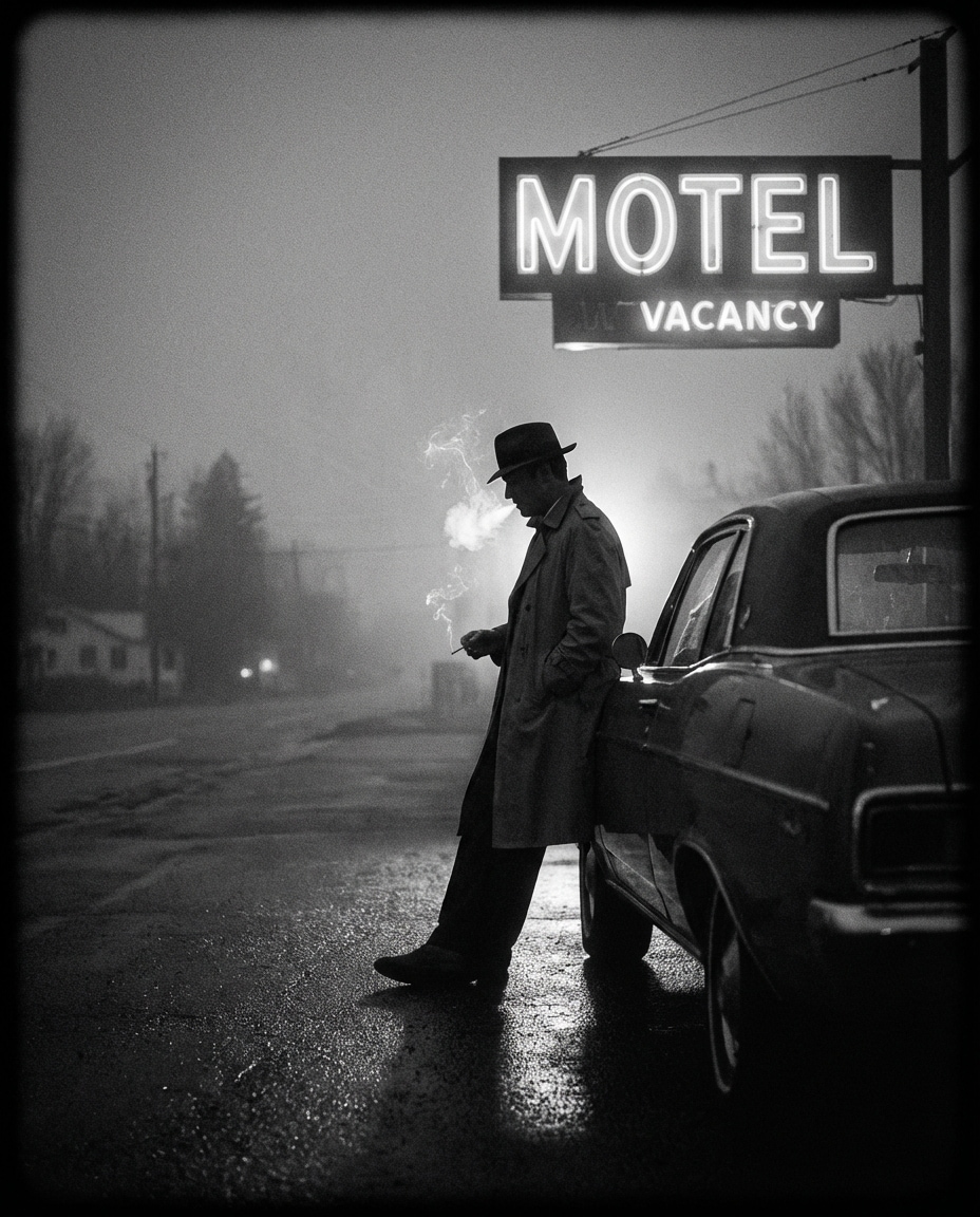 motel sign glow photo