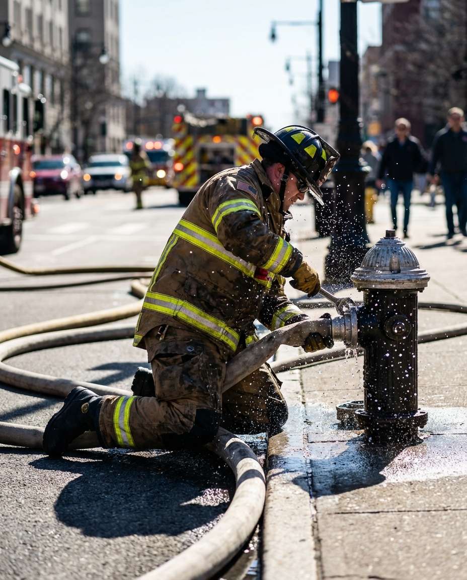 hydrant hookup action photo