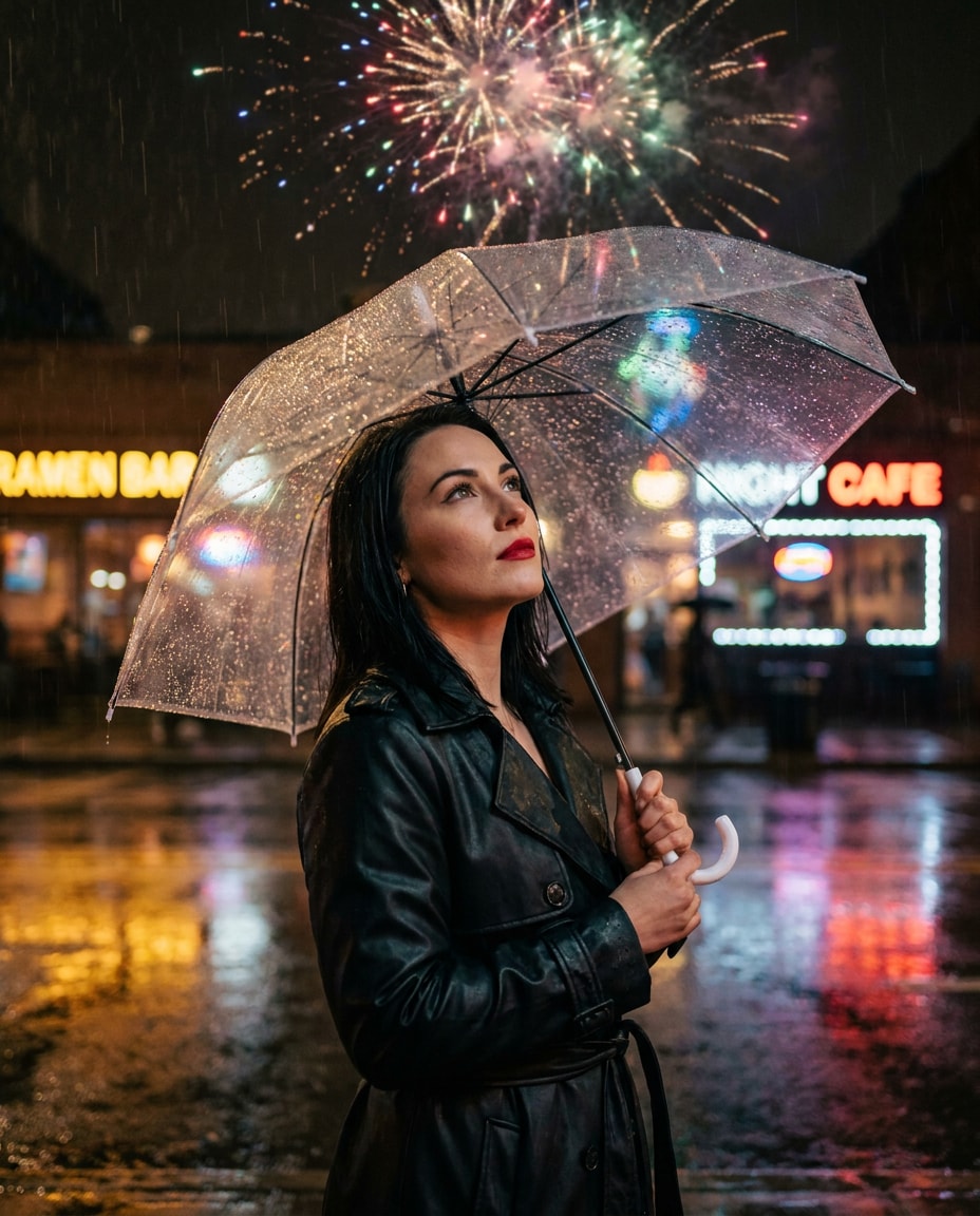 rainy night reflections photo