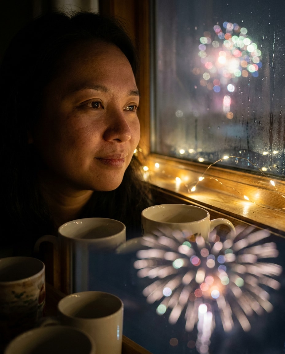 fireworks through window photo