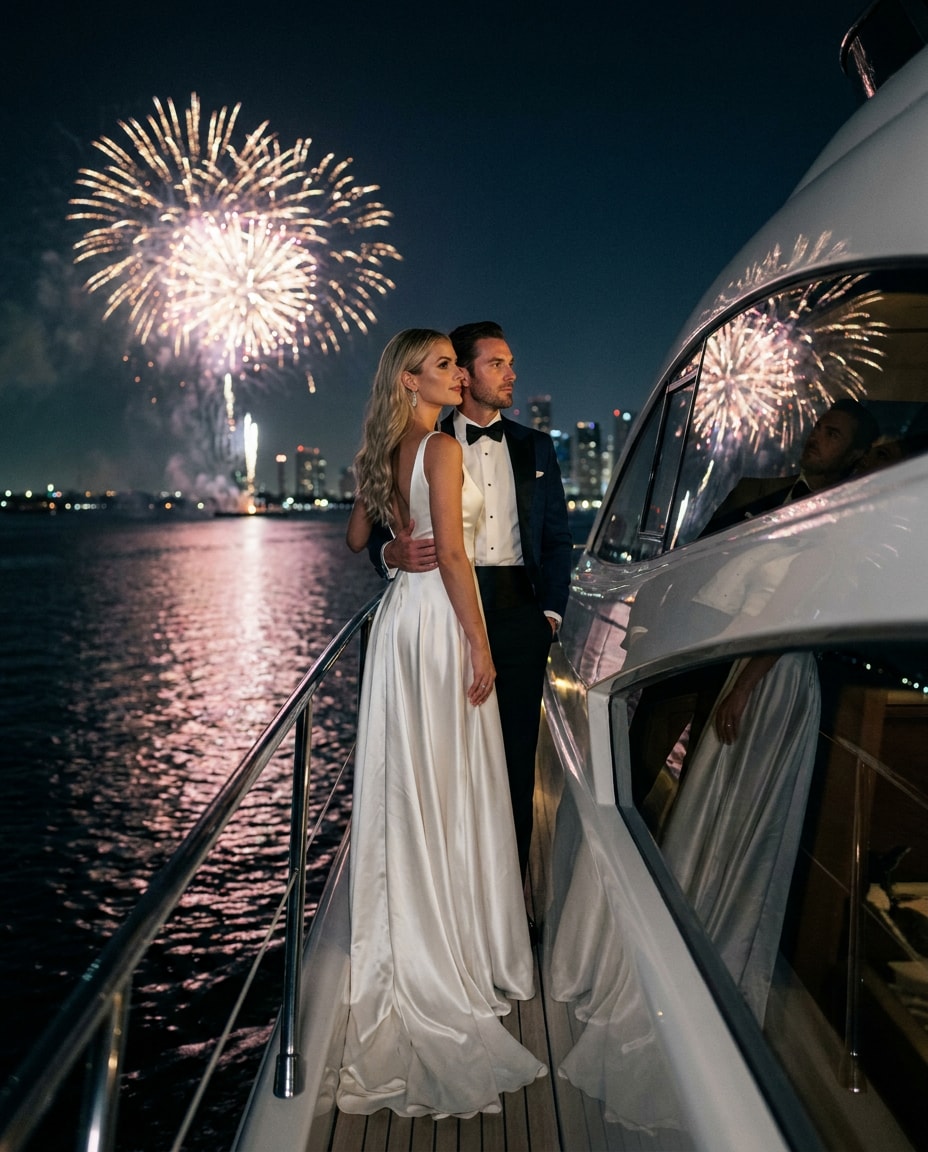 luxury yacht night photo