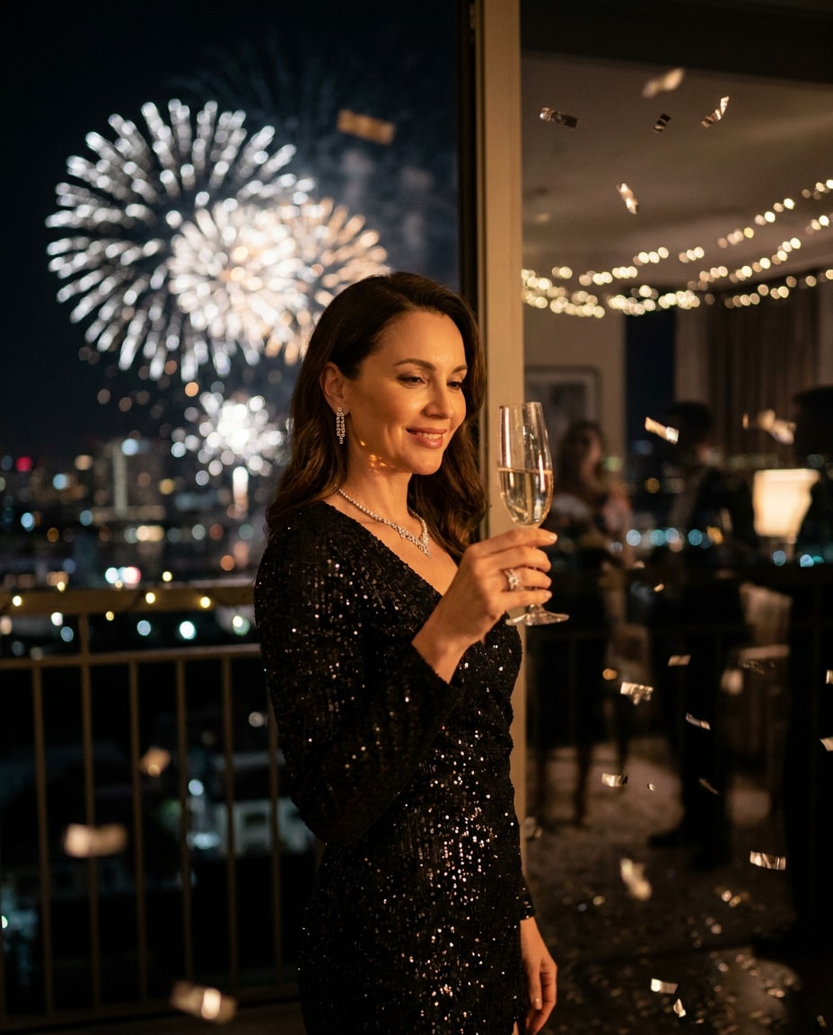 new year champagne portrait photo