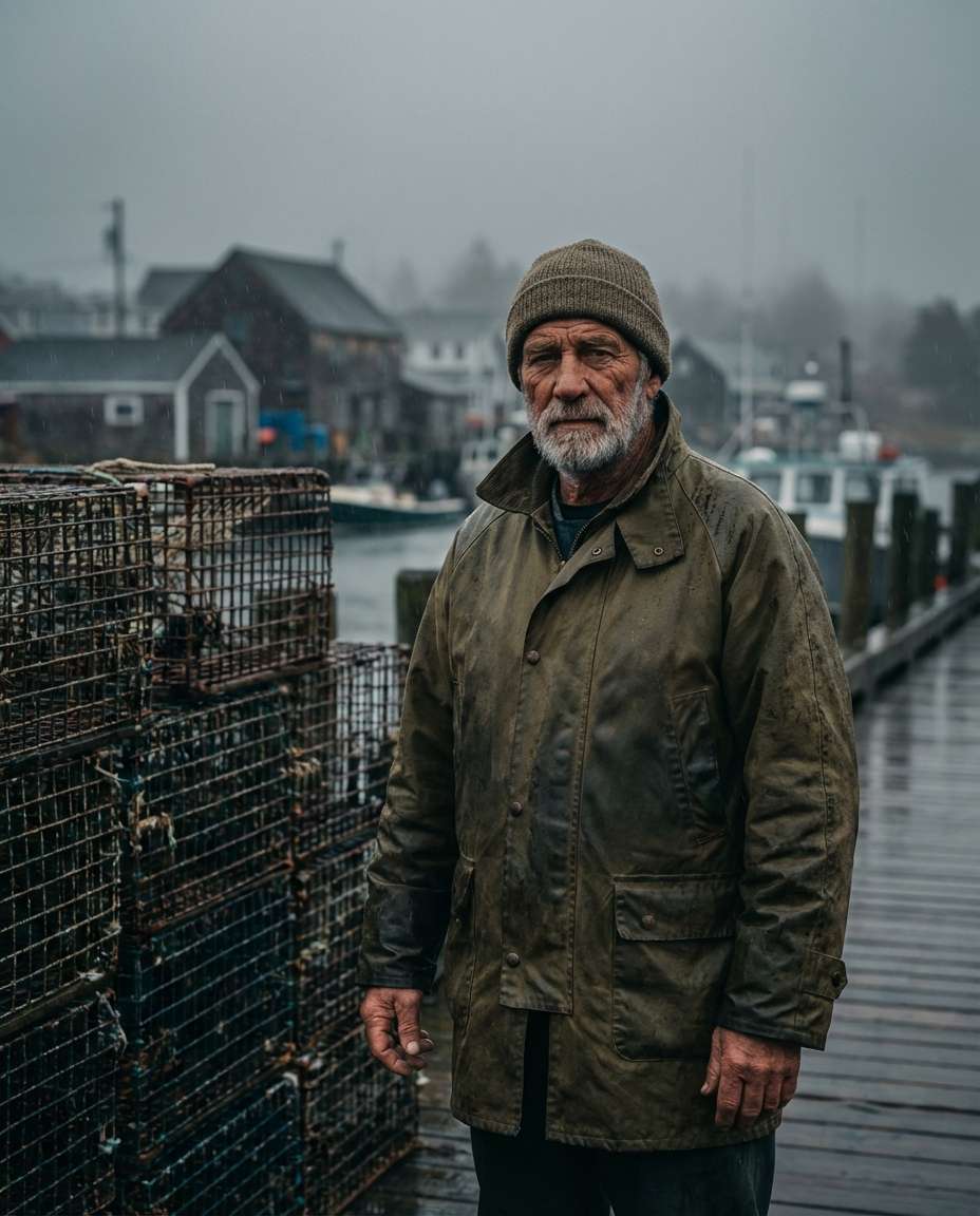 cinematic oilskin coat photo