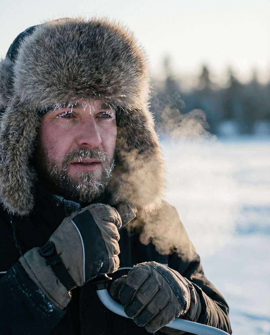 ice fishing closeup photo