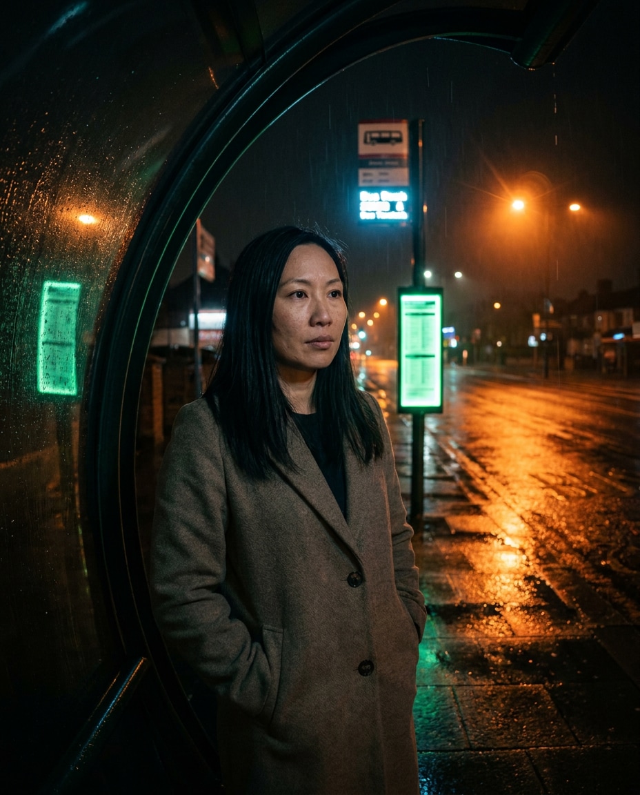 night bus stop photo
