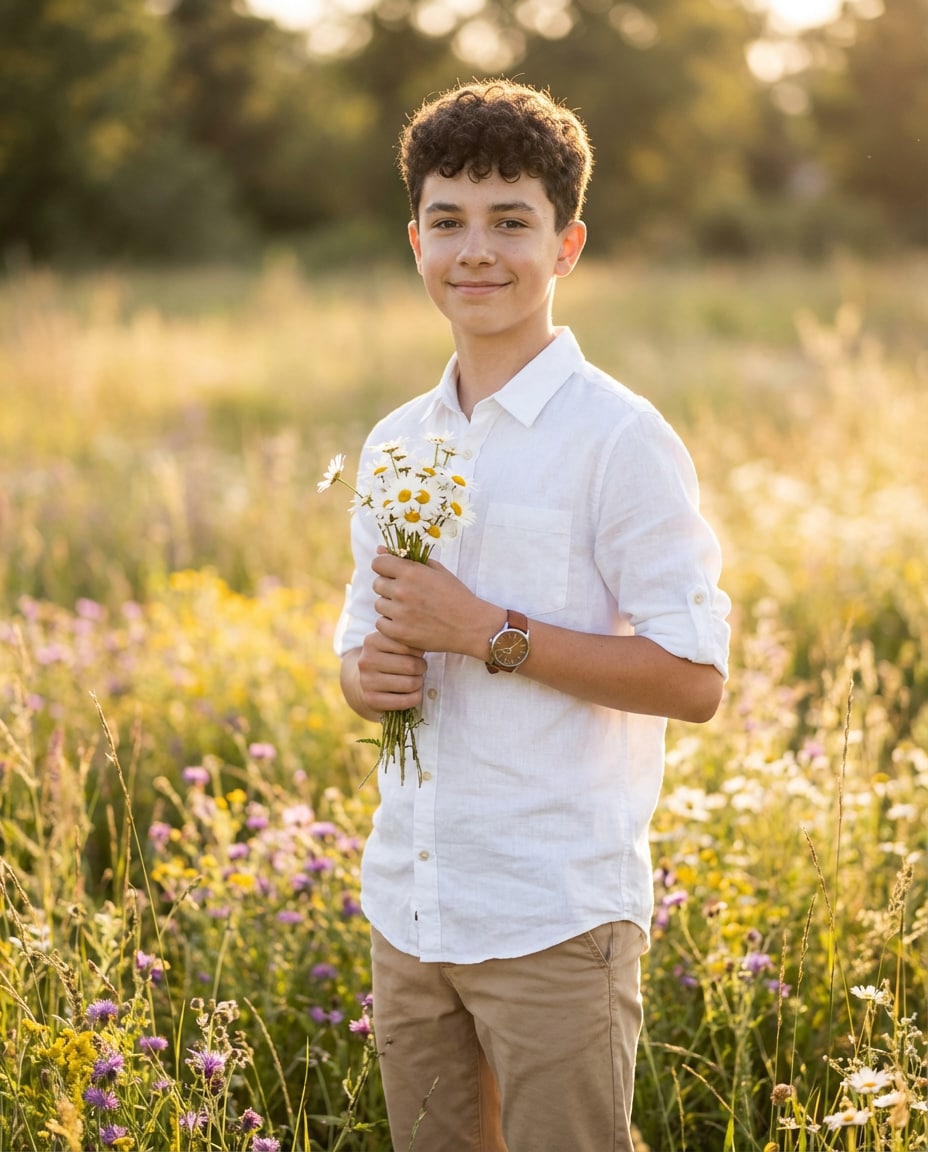 golden hour field photo