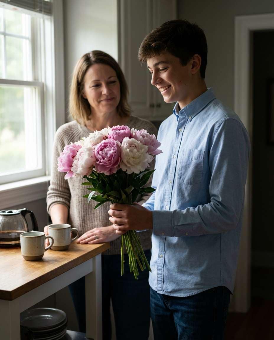 family moment flowers photo