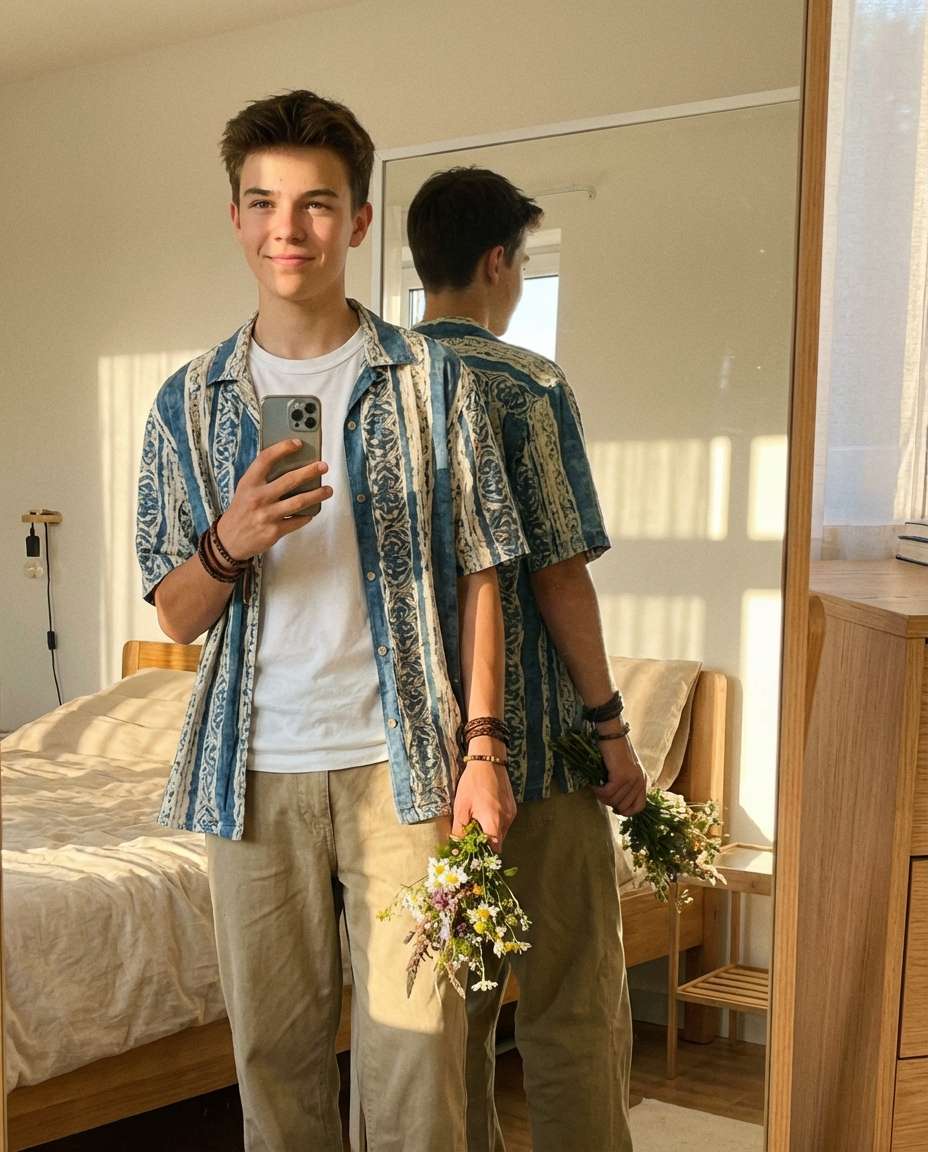 mirror ootd flowers photo