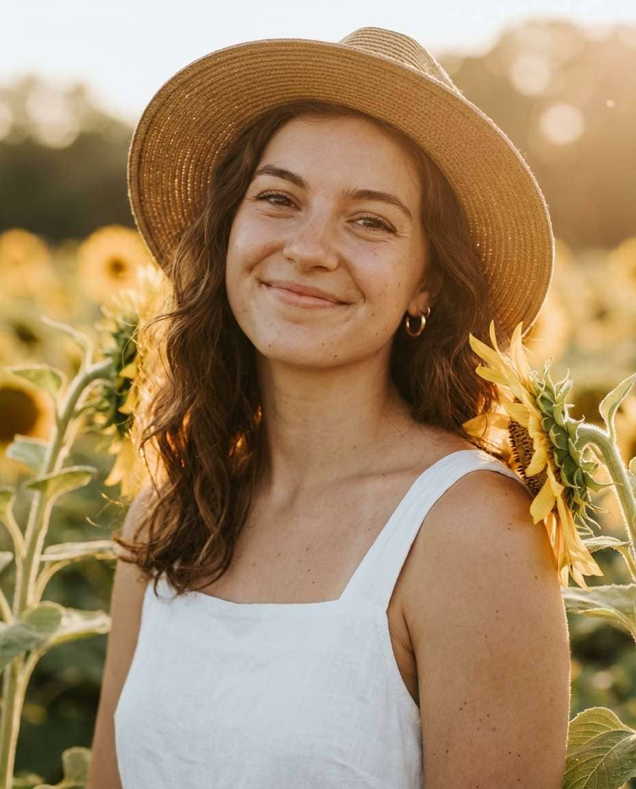 golden hour sunflowers photo