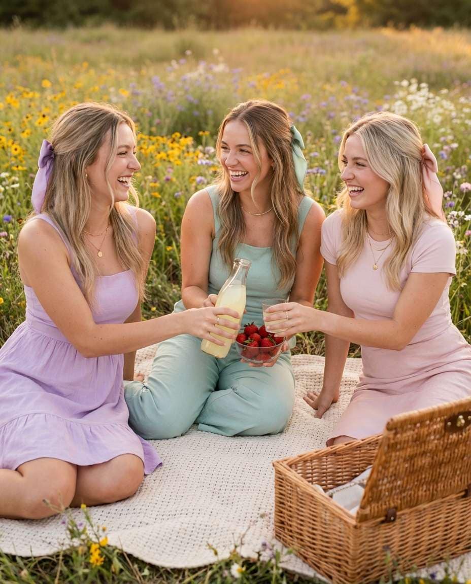 field picnic friends photo