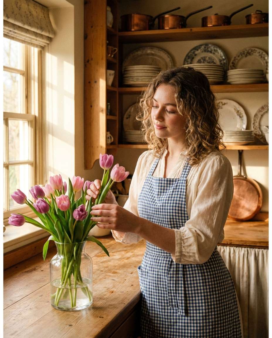 cottagecore kitchen flowers photo