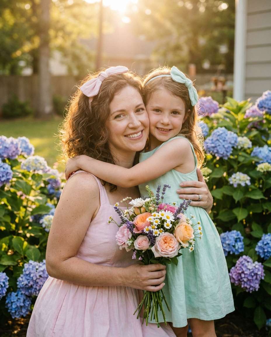 mother daughter bouquet photo