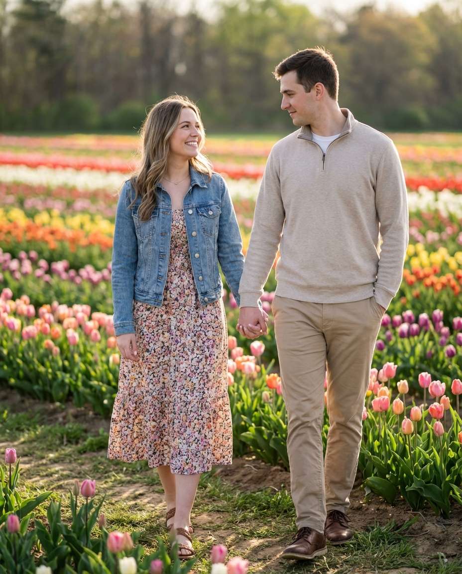 couple tulip stroll photo