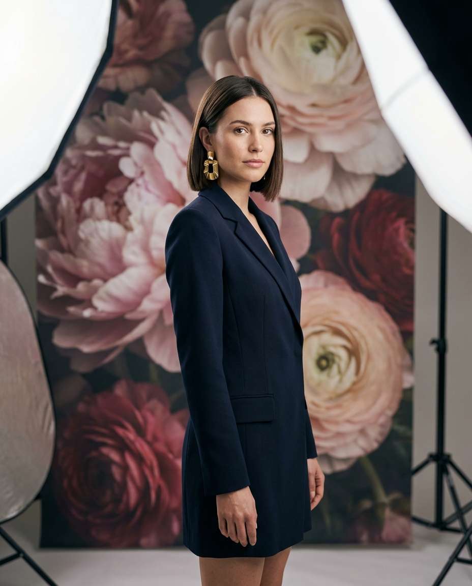 studio floral backdrop photo