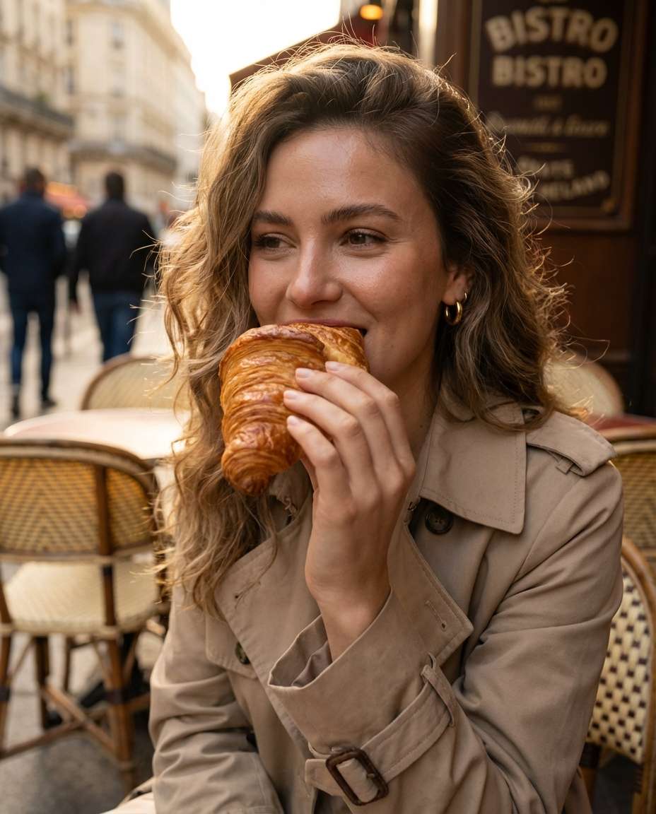 bite shot croissant photo