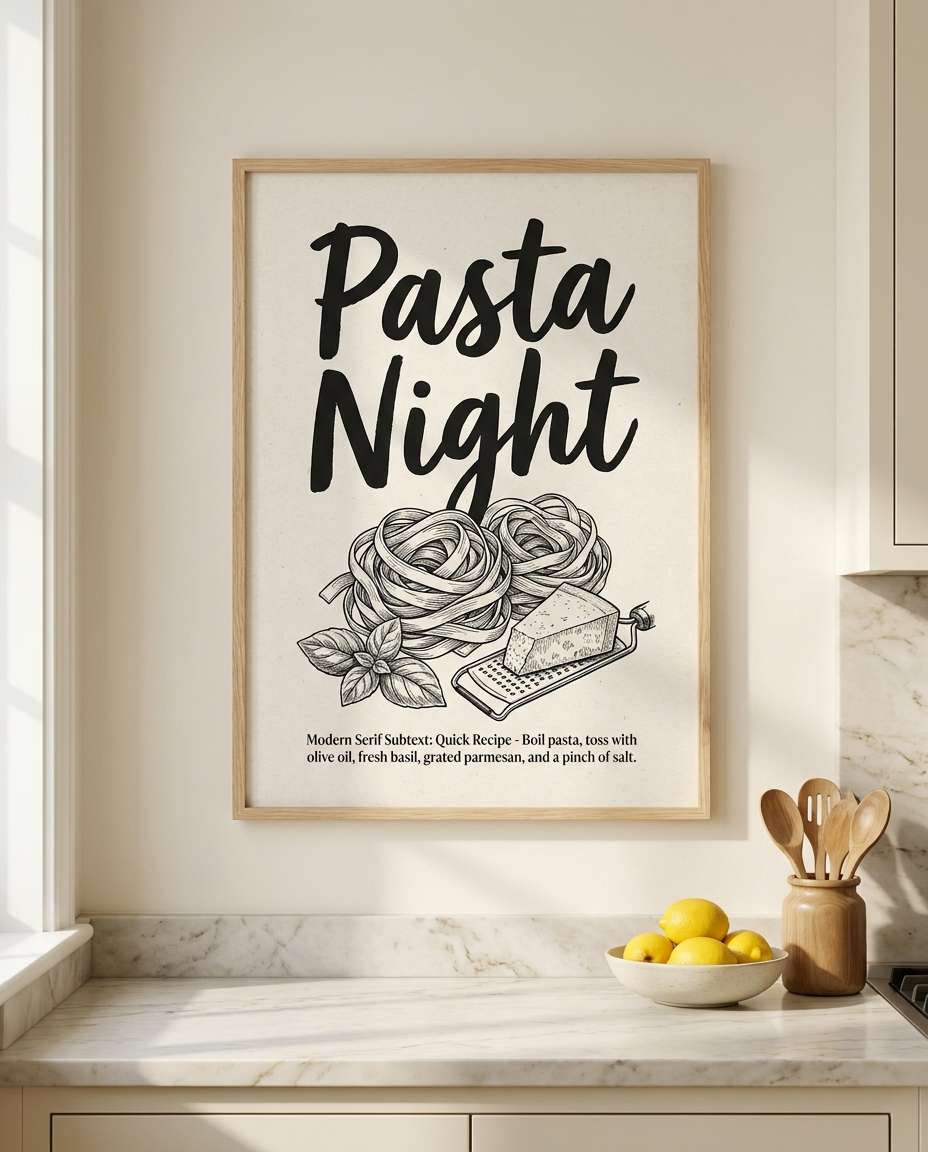 italian pasta typography photo