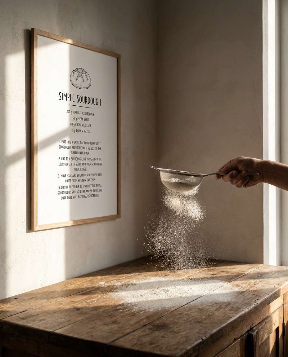sprinkling flour flatlay photo