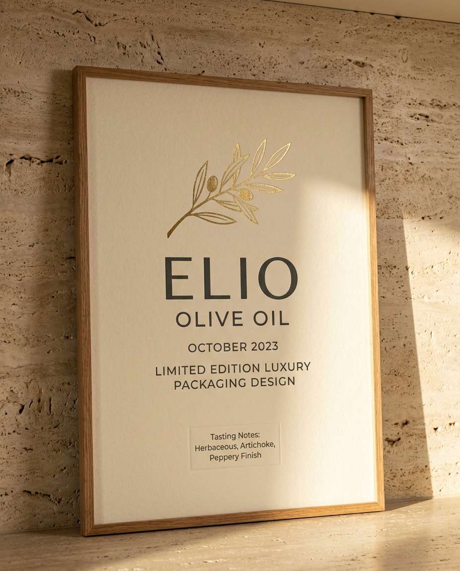 minimalist olive oil label photo