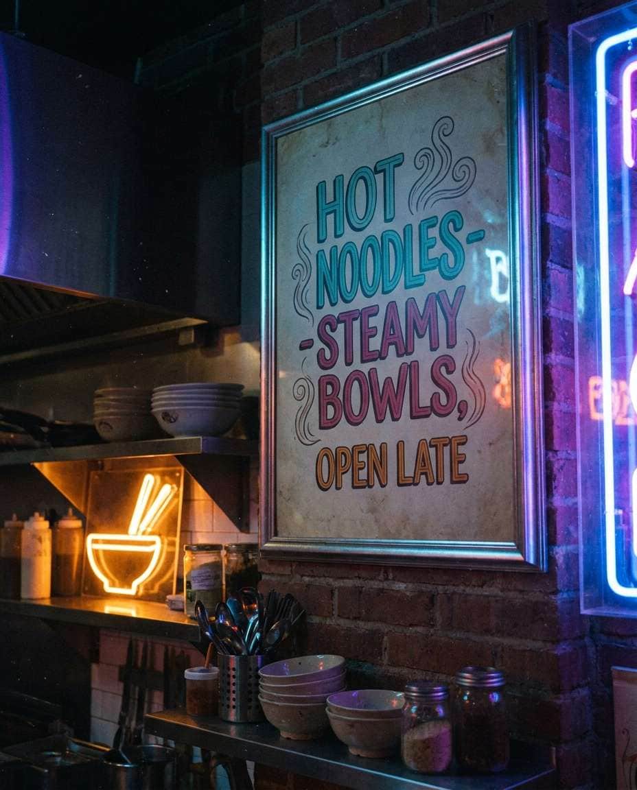 neon night noodles photo