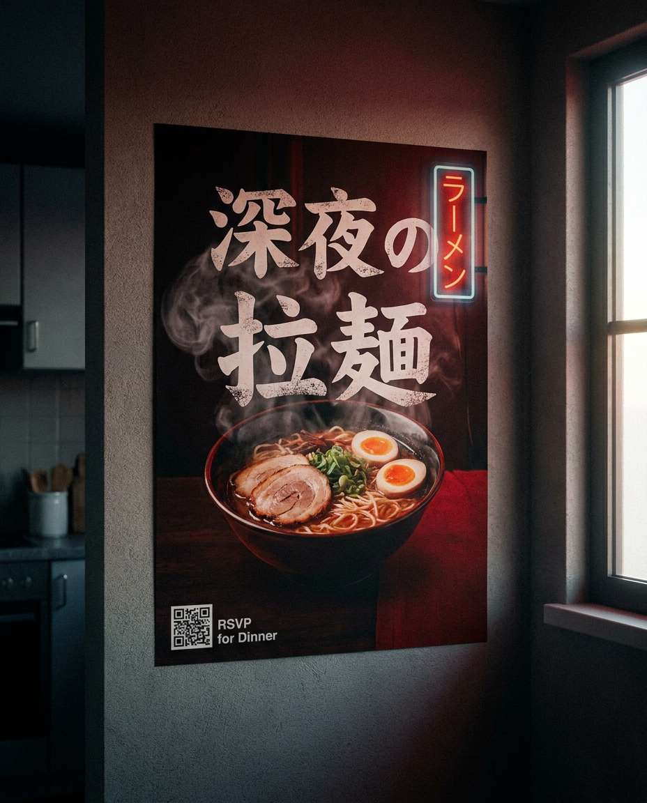 cinematic ramen night photo