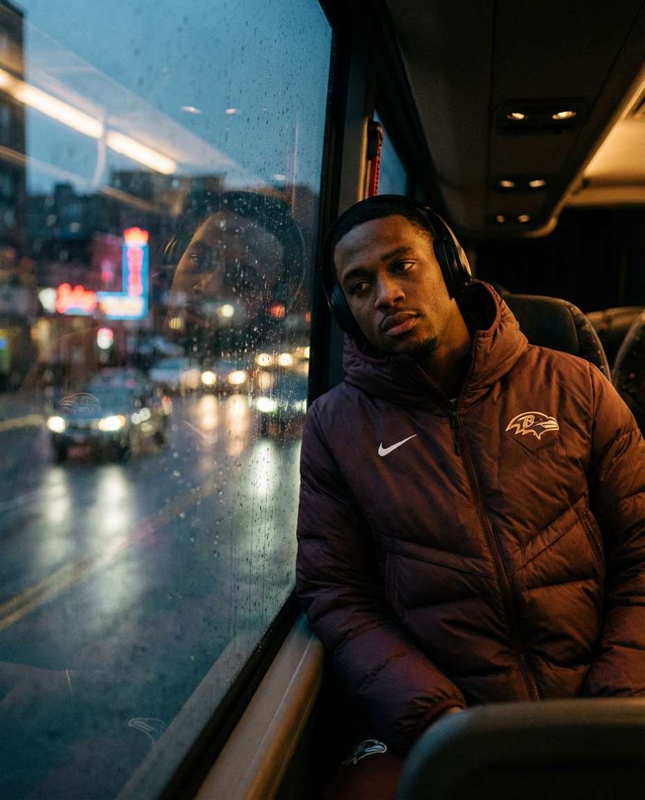 team bus window mood photo