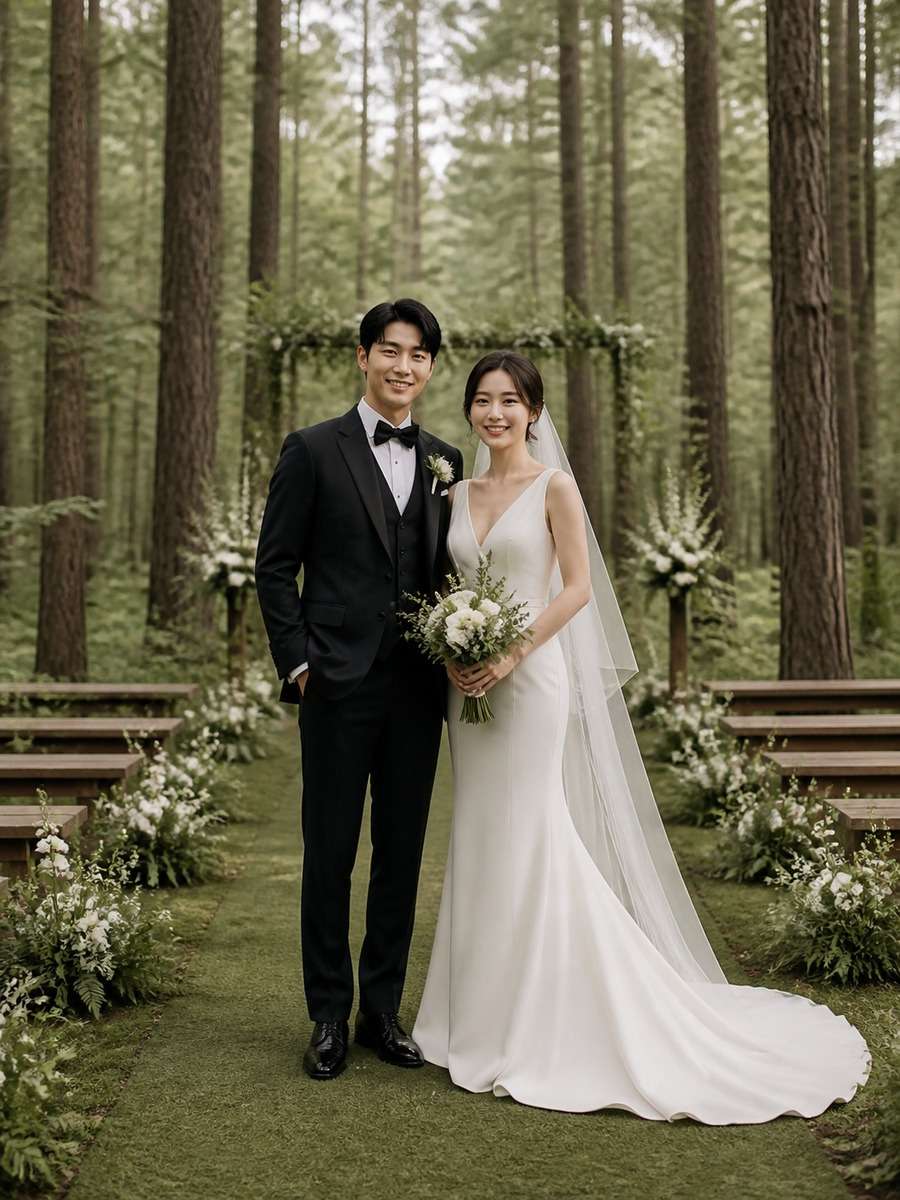 Minimalist Green Forest Aisle photo